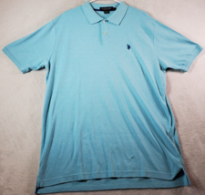 US Polo Assn. Polo Shirt Mens Size Large Blue Cotton Short Sleeve Slit Collared - £8.77 GBP