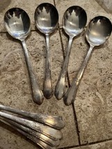 4 Happiness Gumbo Spoons Wm A Rogers Oneida Flatware Silverplate 1940 4 ... - $18.31