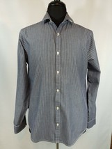 PENGUIN Munsingwear Mens Long Sleeve Shirt Striped Gray Casual Dress Slim Fit L - £14.55 GBP