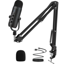 Microphone Studio Cardioid Condenser Mic Kit with Boom Arm Recording USB Twitch - £38.54 GBP