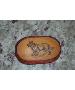 Lovely hand-made Wooden Belt buckle with Metal, Carved Dog - $19.99
