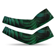 Mondxflaur Green Leaf Cooling Arm Sleeves Cover UV Sun Protection for Me... - £11.91 GBP