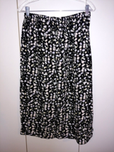 SAG HARBOR LADIES 100% RAYON BLK/FLORAL MIDI-SKIRT-MP-BARELY WORN-ELASTI... - £6.73 GBP