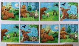 24.5&quot; X 44&quot; Panel Adventures of Bear Friends Animals Cotton Fabric Panel D368.47 - £6.89 GBP
