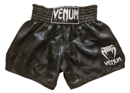 Venum Classic Muay Thai Boxing Shorts Size L YOUTH Black Elastic Waist E... - $19.82