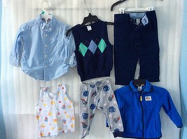 Baby Kids Size 9 M/12 M Red Black Gray Blue T Shirt Short Pants 2 PC outfit set - £23.09 GBP