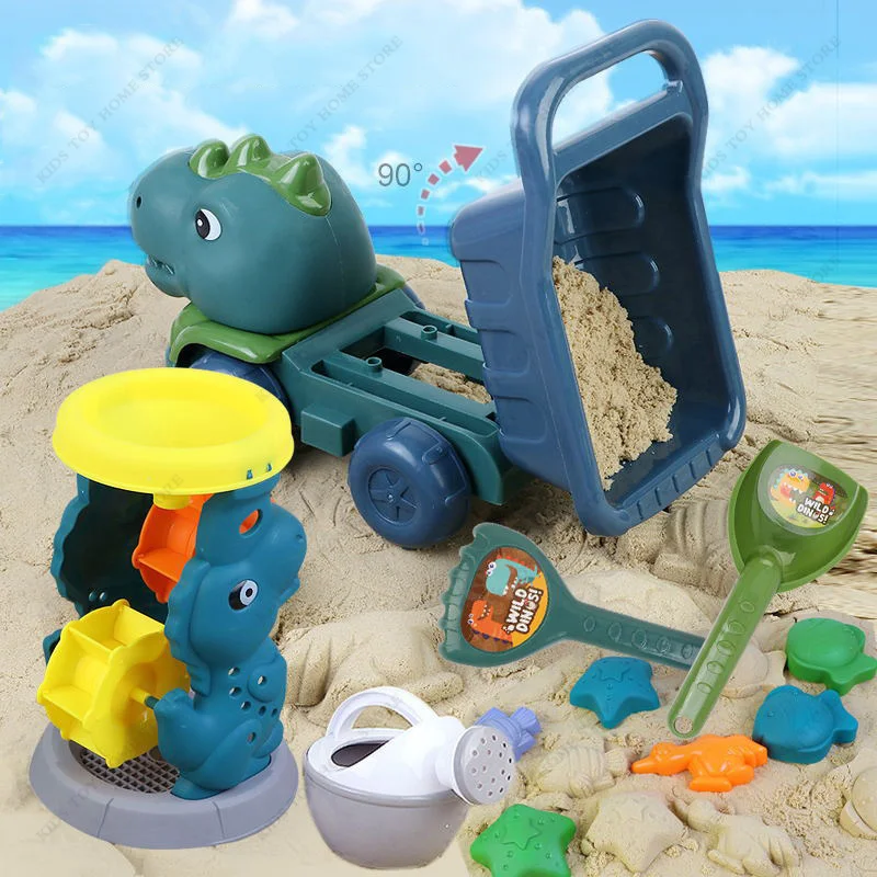 Kids Dinosaur Beach Toys Set with Shovel Rake Watering Can and Sand Molds - £14.33 GBP+