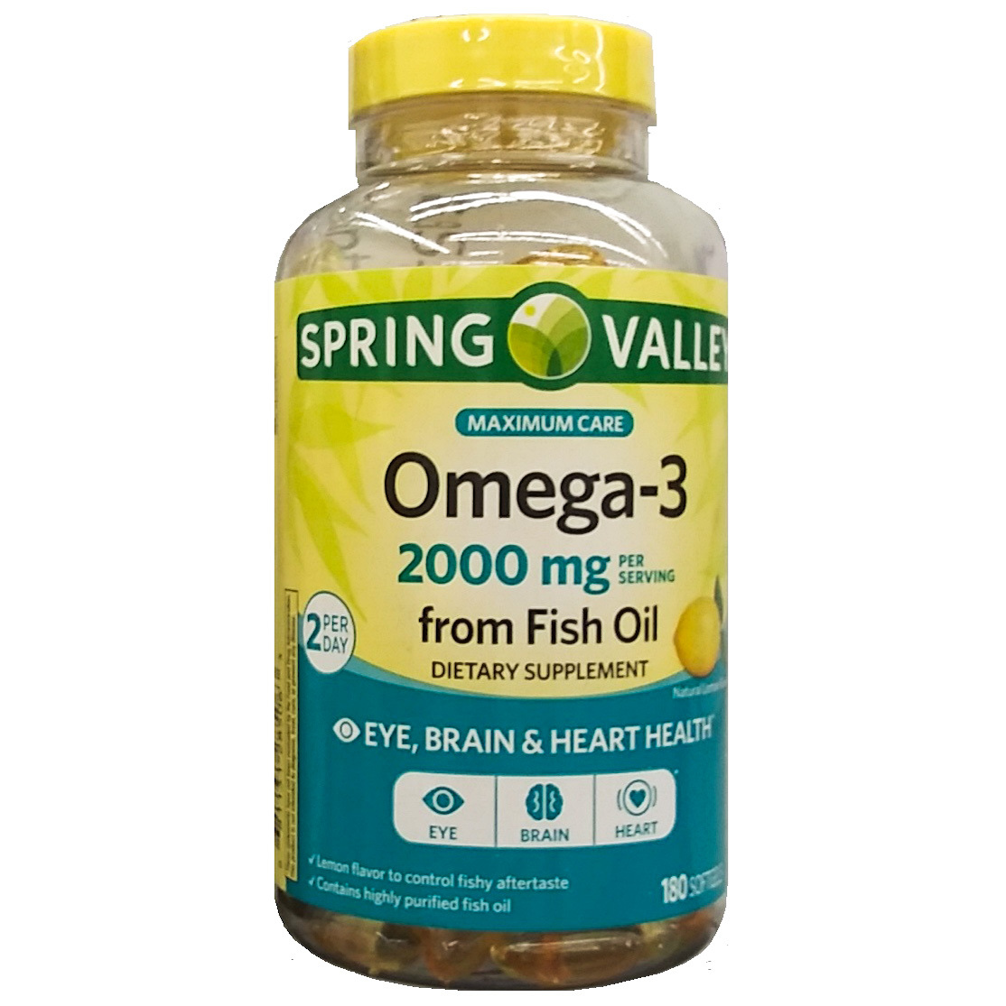 Spring Valley Omega-3 from Fish Oil 2000mg Eye/Brain & Heart Health 180 Softgels - $45.89