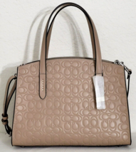 COACH CHARILE 28 KHAKI BROWN LEATHER SIGNATURE C EMBOSSED SATCHEL BAGNWT! - $197.99