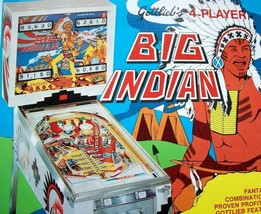 Big Indian Pinball FLYER Original NOS 1974 Game Art Non Circulated Vintage - £32.86 GBP