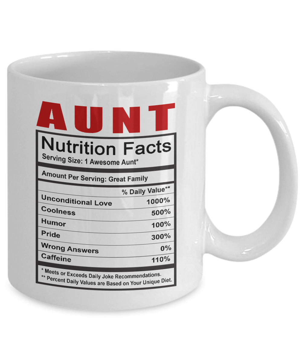 Funny Mug-Aunt - Nutrition Facts-Best gifts for Aunt-11oz Coffee Mug - £11.14 GBP
