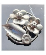 VINTAGE HANDMADE 925 STERLING SILVER FLORAL ROUND BROOCH AT - $86.53 CAD
