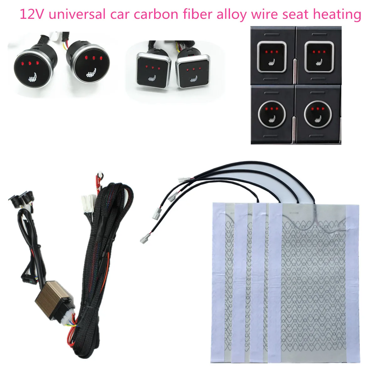 Car Seat Heater Universal 12V Carbon Fiber Alloy Wire Car Seat Heat Pads... - $60.80+