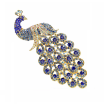 Peacock Brooch Lucky Vintage Look Gold Plated Celebrity Broach Queen Pin S2 New - £19.27 GBP