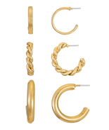 Gold Hoop Earring Trio for Women, 3 Pairs - $339.50 MXN