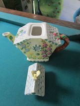 COTTAGE TEAPOT BY BOGART FLORAL WITH A BEE 7&quot; TALL X 9&quot; SPOUT TO HANDLE ... - $19.80
