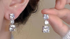 Temperament South Korea zircon earrings female new fashion light luxury ... - £15.50 GBP