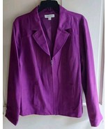 Studio Works Faux Suede Zip Up Blazer Jacket Size 16 Purple Vintage NWT ... - $32.43