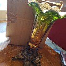 NEW River of Goods Amber Green Accent Lamp Glass Vase Floral Table Light... - $56.99