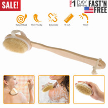Natural Wooden 15" Bath Shower Body Back Brush Spa Scrubber With Long Handle US - £25.91 GBP