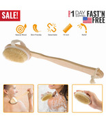 Natural Wooden 15&quot; Bath Shower Body Back Brush Spa Scrubber With Long Ha... - £25.94 GBP