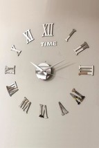 Wall Clock Large Size 3d Roman Numeral Wall Clock In Silver - $16.21