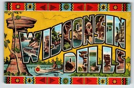 Greetings From Wisconsin Dells Large Big Letter Postcard Demon&#39;s Anvil Kropp - £6.50 GBP