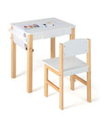 Kids Table and Chair Set Wooden Activity Drawing Study Desk w/Paper Roll... - $127.99