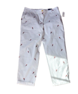 Talbots Relaxed Chino Pants Women&#39;s Size 8 Parrot Embroidered White  Jea... - $52.92 CAD