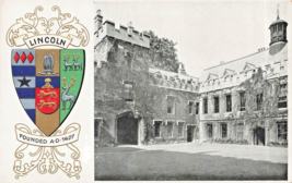 Oxford University ENGLAND-LINCOLN COLLEGE-EMBOSSED Heraldry Postcard - £6.26 GBP