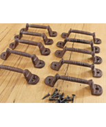 10 Cast Iron RUSTIC Barn Handle Gate Pull Shed Door Handles Fancy Drawer... - $551.07 MXN