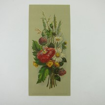 Victorian Greeting Card Flower Bouquet Red Yellow Purple White Antique 1880 - $10.99