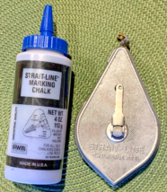 Vintage Irwin Straight-Line Chalk Line Reel Plumb Bob Metal Tool USA  [e... - $14.08 CAD