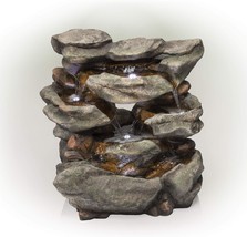 Alpine Corporation 31" Tall Outdoor 6-Tier Rainforest Waterfall Fountain with LE - $991.38
