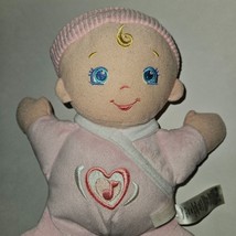 Fisher Price 2010 Hug N Giggle Pink Baby Doll Lovey Plush 9" Blond Hair Blue Eye - $13.81