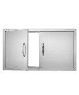 BBQ Access Door, 34W x 19H Inch Double Outdoor Kitchen Door, Stainless S... - £72.53 GBP