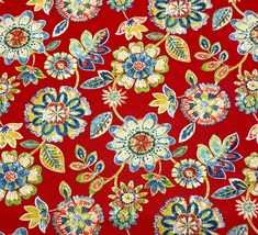 Richloom Daelyn Quilted Diamond Cherry Red Floral Outdoor Fabric By Yard 54&quot;W - £8.75 GBP