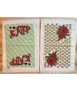 2 VINTAGE 1980&#39;s CHRISTMAS HOLIDAY KITCHEN TOWEL HAND TOWEL POINSETTIA &amp;... - $112.90 MXN