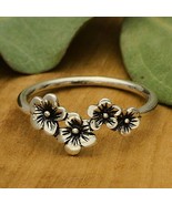 Artisan Sterling Silver Cherry Blossoms Layering Stacking Ring - €25,61 EUR