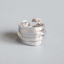 Authentic 925 Sterling Silver Simple Minimalist Open Adjustable Finger Rings for - £7.76 GBP