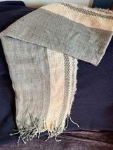 Gently Used Large Cream &amp; Gray Woven Women’s Neck Scarf  – 82 x 46 inche... - £9.02 GBP