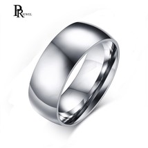 Stainless Steel Wedding Band Plain Ring Heavy Polished Finish Regular Fit 8 mm - £7.75 GBP