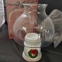 Chandelle Noel Holiday Candle Lamp Ceramic Base &amp; Swirl Glass Shade #20017 - £11.07 GBP