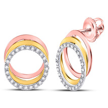 10kt Tri-Tone Gold Womens Round Diamond Circle Stud Earrings 1/5 Cttw - £283.95 GBP