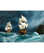 Canvas in frame sea, sailboat, Sailing ship, storm Housewarming gifts - £34.72 GBP