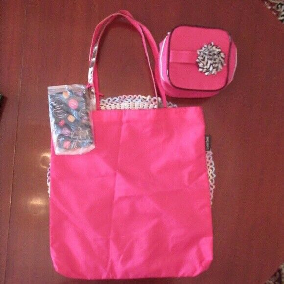 Lancome 3 Piece Tote Bag, Zippered Case & Makeup Case Pink Brand New - $11.00
