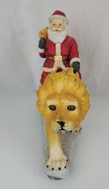 Santa Claus Riding on Lion Large Resin Figure Figurine Xmas  - £55.55 GBP
