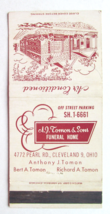 A.J. Tomon &amp; Sons Funeral Home - Cleveland, Ohio 30 Strike Matchbook Cover OH - £1.36 GBP