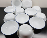 12 Corelle Blue Trim Soup Cereal Bowls Set Corning Smooth White Serve Di... - $112.53