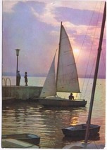 Romania Postcard Mamaia Sunset On Siutghiol Lake Sailboats - £2.32 GBP